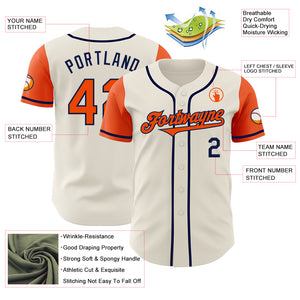 Custom Cream Orange-Navy Authentic Two Tone Baseball Jersey