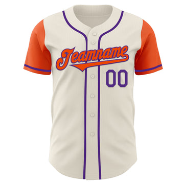 Custom Cream Orange-Purple Authentic Two Tone Baseball Jersey