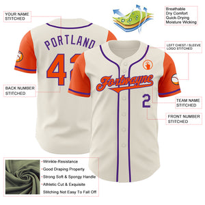 Custom Cream Orange-Purple Authentic Two Tone Baseball Jersey