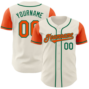 Custom Cream Orange-Kelly Green Authentic Two Tone Baseball Jersey