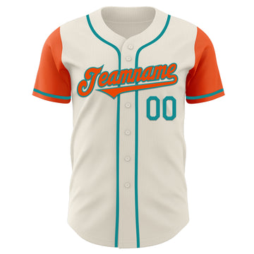 Custom Cream Orange-Teal Authentic Two Tone Baseball Jersey