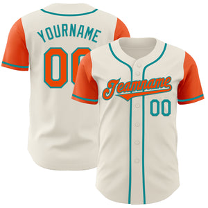 Custom Cream Orange-Teal Authentic Two Tone Baseball Jersey