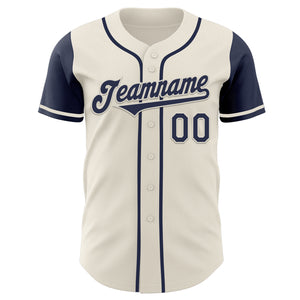 Custom Cream Navy Authentic Two Tone Baseball Jersey