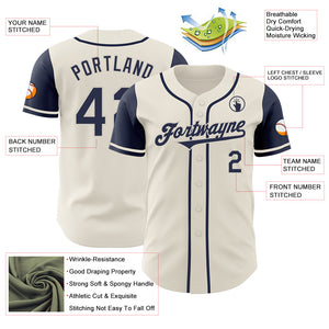 Custom Cream Navy Authentic Two Tone Baseball Jersey