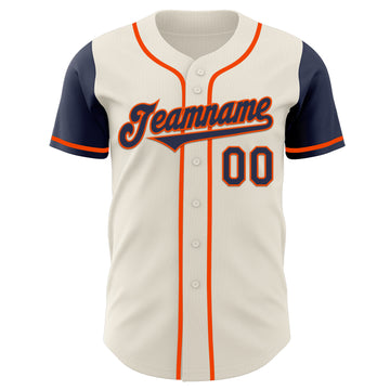 Custom Cream Navy-Orange Authentic Two Tone Baseball Jersey