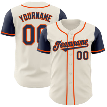 Custom Cream Navy-Orange Authentic Two Tone Baseball Jersey