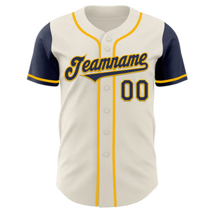 Custom Cream Navy-Gold Authentic Two Tone Baseball Jersey