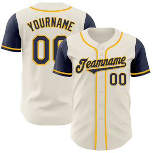 Custom Cream Navy-Gold Authentic Two Tone Baseball Jersey