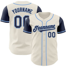 Загрузить изображение в средство просмотра галереи, Custom Cream Navy-Light Blue Authentic Two Tone Baseball Jersey
