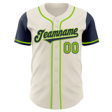 Загрузить изображение в средство просмотра галереи, Custom Cream Navy-Neon Green Authentic Two Tone Baseball Jersey
