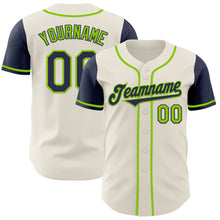 Загрузить изображение в средство просмотра галереи, Custom Cream Navy-Neon Green Authentic Two Tone Baseball Jersey
