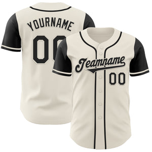 Custom Cream Black Authentic Two Tone Baseball Jersey