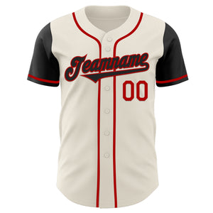 Custom Cream Black-Red Authentic Two Tone Baseball Jersey