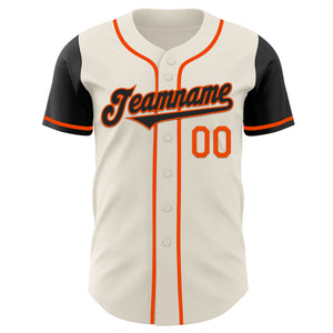 Custom Cream Black-Orange Authentic Two Tone Baseball Jersey