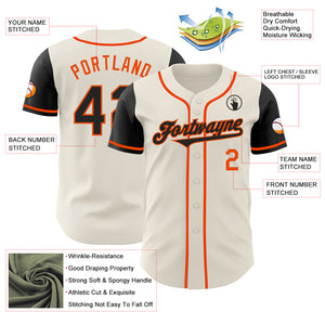 Custom Cream Black-Orange Authentic Two Tone Baseball Jersey