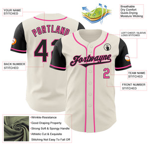 Custom Cream Black-Pink Authentic Two Tone Baseball Jersey