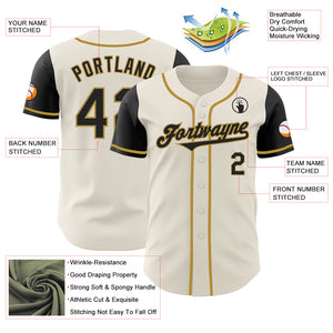 Custom Cream Black-Old Gold Authentic Two Tone Baseball Jersey