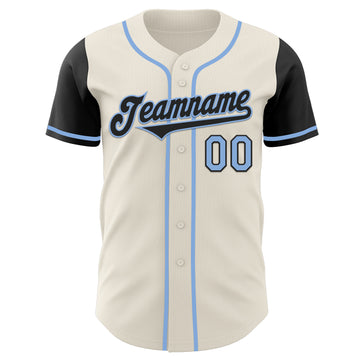 Custom Cream Black-Light Blue Authentic Two Tone Baseball Jersey