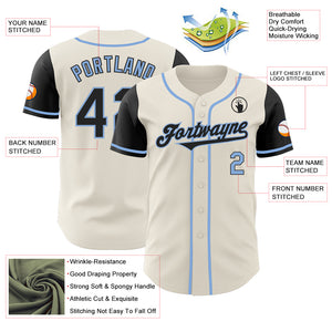 Custom Cream Black-Light Blue Authentic Two Tone Baseball Jersey