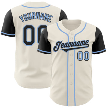 Custom Cream Black-Light Blue Authentic Two Tone Baseball Jersey