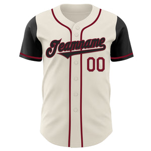 Custom Cream Black-Crimson Authentic Two Tone Baseball Jersey