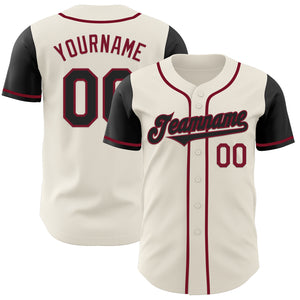 Custom Cream Black-Crimson Authentic Two Tone Baseball Jersey