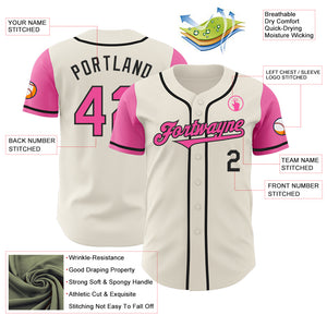 Custom Cream Pink-Black Authentic Two Tone Baseball Jersey