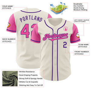 Custom Cream Pink-Purple Authentic Two Tone Baseball Jersey