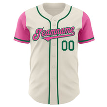 Загрузить изображение в средство просмотра галереи, Custom Cream Pink-Kelly Green Authentic Two Tone Baseball Jersey
