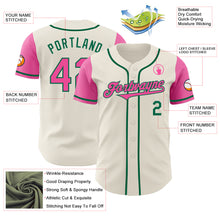 Загрузить изображение в средство просмотра галереи, Custom Cream Pink-Kelly Green Authentic Two Tone Baseball Jersey
