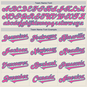 Custom Cream Pink-Teal Authentic Two Tone Baseball Jersey