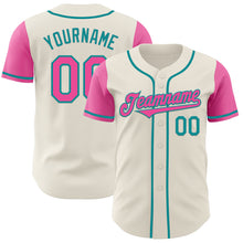 Загрузить изображение в средство просмотра галереи, Custom Cream Pink-Teal Authentic Two Tone Baseball Jersey
