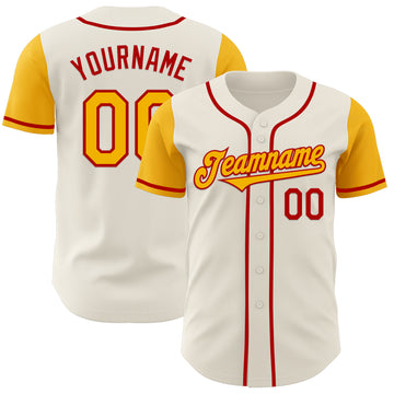 Custom Cream Gold-Red Authentic Two Tone Baseball Jersey