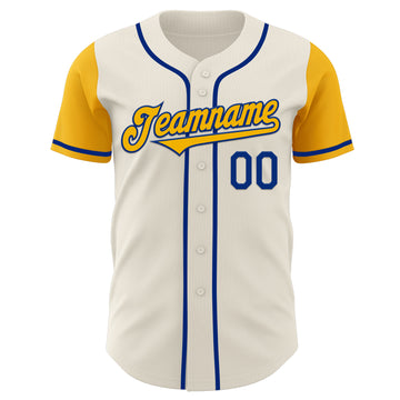 Custom Cream Gold-Royal Authentic Two Tone Baseball Jersey