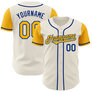 Custom Cream Gold-Royal Authentic Two Tone Baseball Jersey