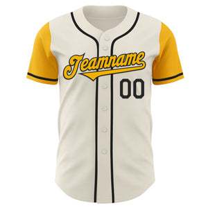 Custom Cream Gold-Black Authentic Two Tone Baseball Jersey