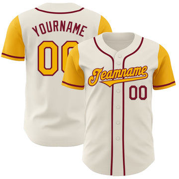 Custom Cream Gold-Crimson Authentic Two Tone Baseball Jersey