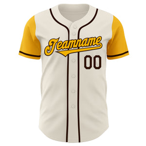 Custom Cream Gold-Brown Authentic Two Tone Baseball Jersey