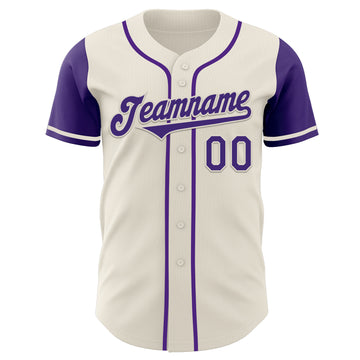 Custom Cream Purple Authentic Two Tone Baseball Jersey