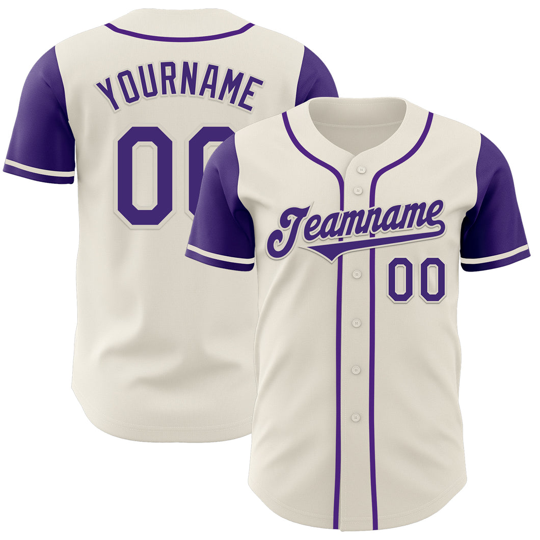 Custom Cream Purple Authentic Two Tone Baseball Jersey