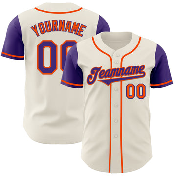 Custom Cream Purple-Orange Authentic Two Tone Baseball Jersey