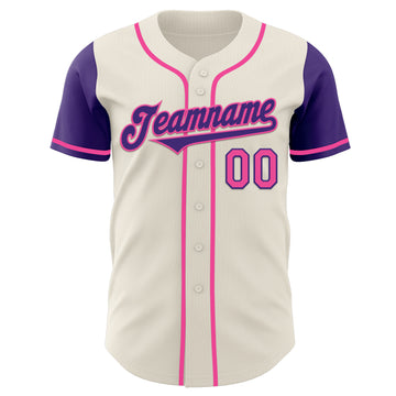 Custom Cream Purple-Pink Authentic Two Tone Baseball Jersey