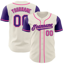 Загрузить изображение в средство просмотра галереи, Custom Cream Purple-Pink Authentic Two Tone Baseball Jersey
