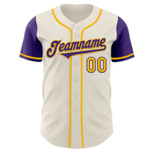 Загрузить изображение в средство просмотра галереи, Custom Cream Purple-Gold Authentic Two Tone Baseball Jersey
