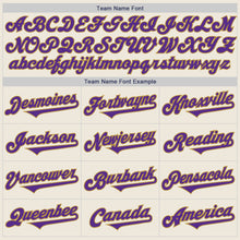 Load image into Gallery viewer, Custom Cream Purple-Old Gold Authentic Two Tone Baseball Jersey
