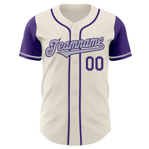 Custom Cream Gray-Purple Authentic Two Tone Baseball Jersey