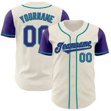 Charger l&#39;image dans la galerie, Custom Cream Purple-Teal Authentic Two Tone Baseball Jersey
