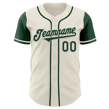 Custom Cream Green Authentic Two Tone Baseball Jersey