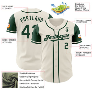 Custom Cream Green Authentic Two Tone Baseball Jersey