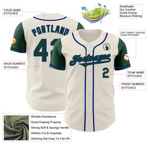 Custom Cream Green-Royal Authentic Two Tone Baseball Jersey